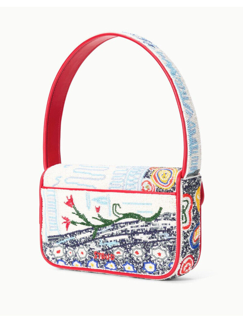 Brand New Staud Tommy Beaded Shoulder Bag Tea Time MSRP $350